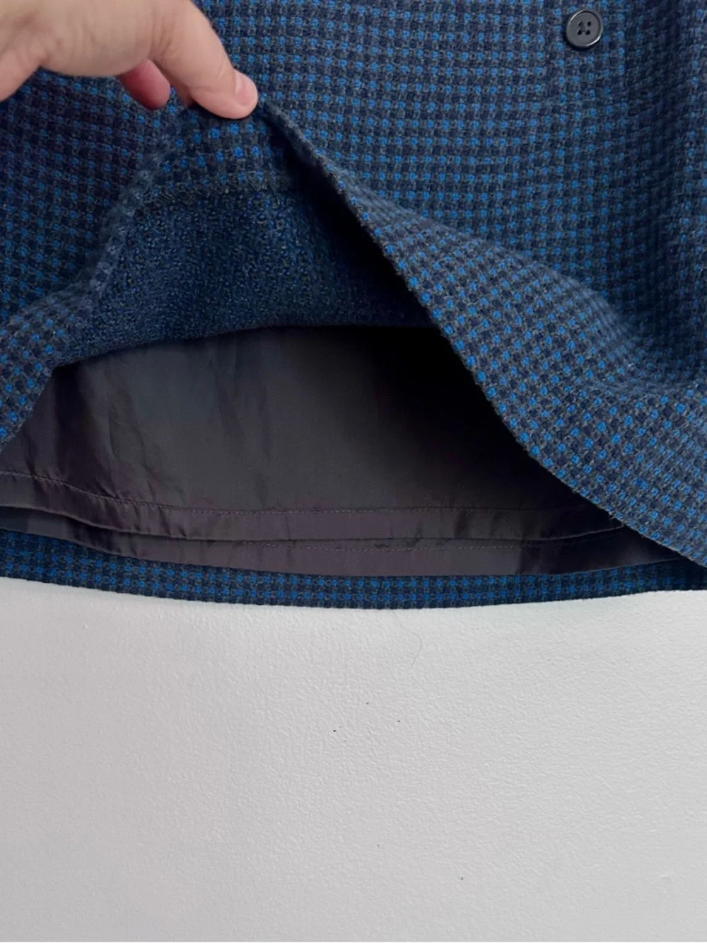 LOFT Blue Houndstooth Button-Detail Mini Skirt Size 6